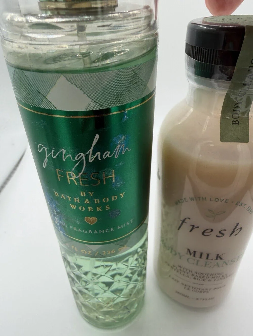 Bath & Body Works Gingham Fresh Mist + Fresh Milk Body Cleanser Gift Set New